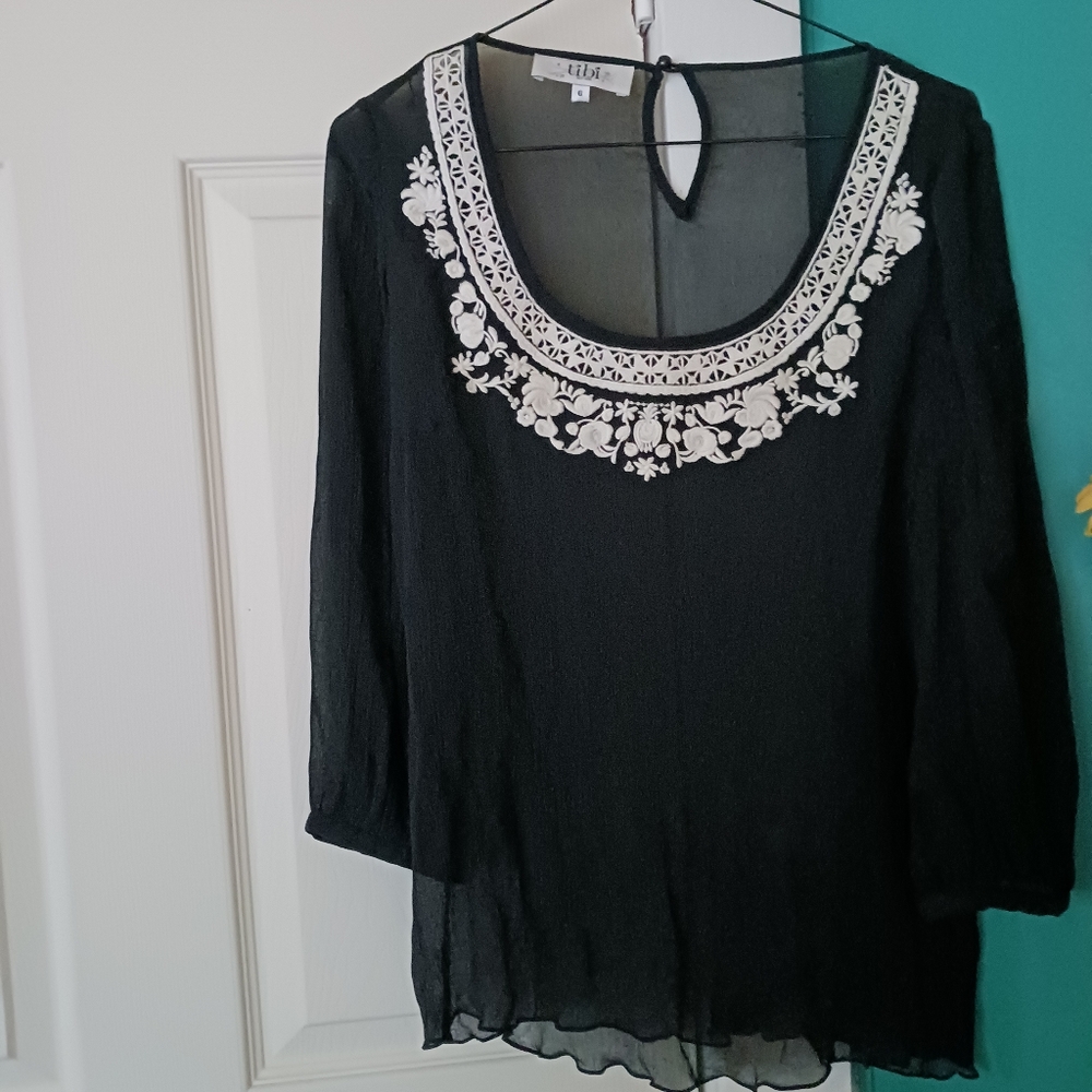 Tibi New York Silky Sheer Blouse